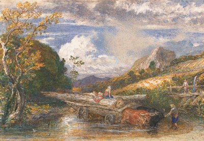 Timber Wagon Crossing a Stream by Samuel Palmer